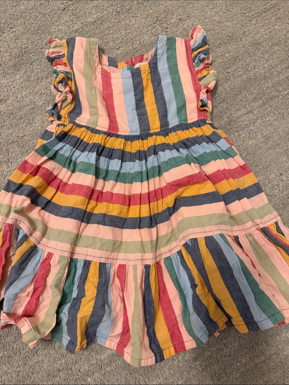 Pink Chicken Girls Rainbow Striped Cotton Sundress